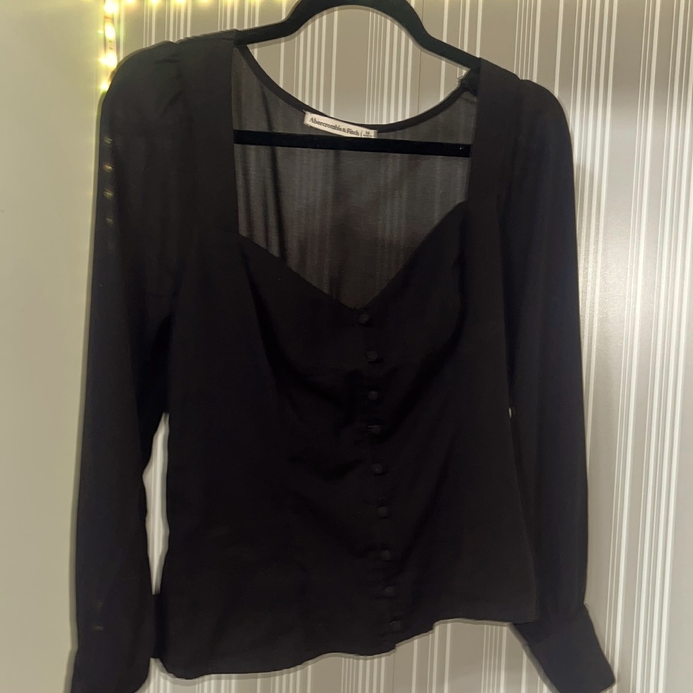 Abercrombie & Fitch Black Button-Up Blouse Size M